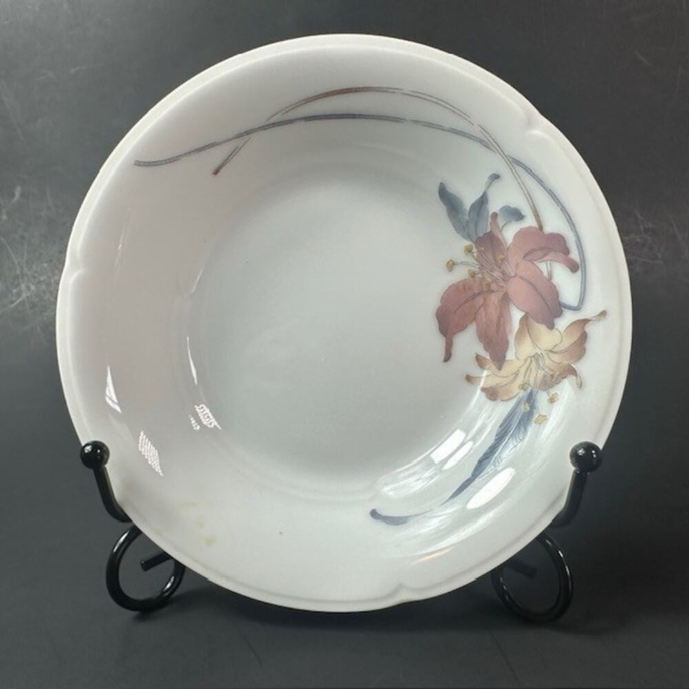 Fine China of Japan Anatole Fruit/Dessert/Sauce Bowl Mauve&Gray Flowers, Nouvell